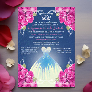 SPAANSE PINK EN BLUE QUINCEAÑERA   KAART