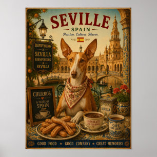 Spaanse Podenco in Sevilla Vintage Reisposter Poster