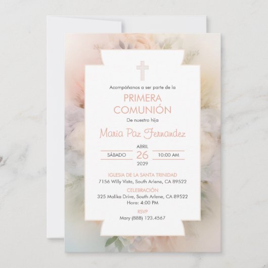 Spaanse Primera Communautair Zalm Eerste Communie Kaart (Voorkant)