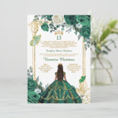Spaanse prinses Emerald Green Floral Mis Quince Kaart (Staand voorkant)