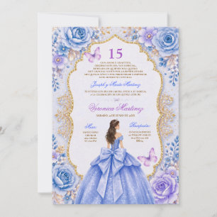 Spaanse Quinceañera Blauwe Jurk 15 Jaar Prinses Kaart