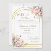 Spaanse Quinceanera Bloemenuitnodiging Kaart (Voorkant)