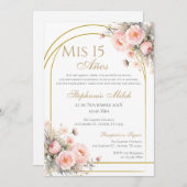 Spaanse Quinceanera Bloemenuitnodiging Kaart (Voorkant / Achterkant)