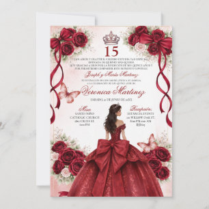 Spaanse Quinceañera Bourgondië Rode 15 Jaar Prinse Kaart