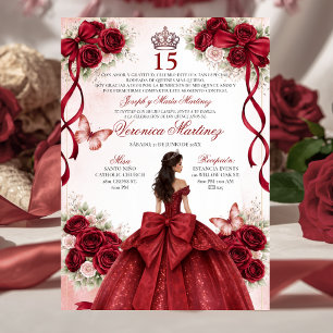 Spaanse Quinceañera Bourgondië Rode 15 Jaar Prinse Kaart