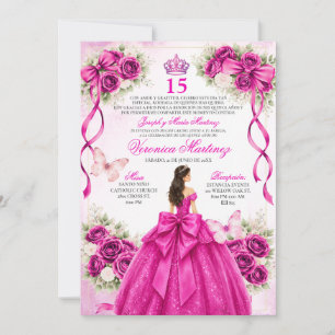 Spaanse Quinceañera Fuchsia Magenta 15 Jaar Bloemi Kaart