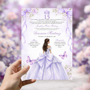 Spaanse Quinceañera Paarse Prinsessenjurk 15 Jaar Kaart