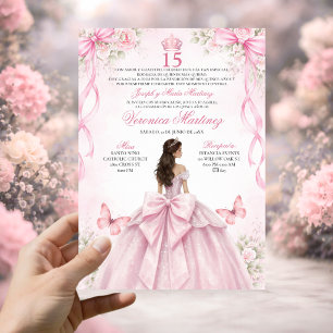 Spaanse Quinceañera Roze 15 Jaar Prinses Kaart