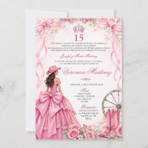 Spaanse Quinceañera Roze Bloemenkroon Prinses 15 J Kaart