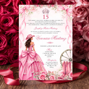 Spaanse Quinceañera Roze Bloemenkroon Prinses 15 J Kaart
