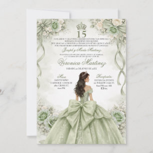 Spaanse Quinceañera Saliegroene Prinses 15 Jaar Kaart