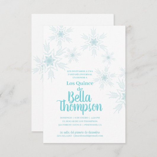 SPAANSE quinceañera WINTER WONDERLAND verjaardag Kaart (Voorkant / Achterkant)