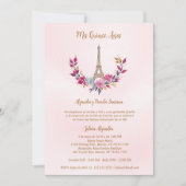 Spaanse Quinces Pink Garland Eiffeltoren Foto Kaart (Voorkant)