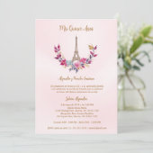 Spaanse Quinces Pink Garland Eiffeltoren Foto Kaart (Staand voorkant)