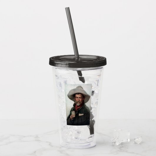 Spaanse Ranchero Cowboy in Old West Saloon Acryl Drinkbeker (Voorkant ijs)