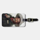 Spaanse Ranchero Cowboy in Old West Saloon Bagagelabel (Voorkant horizontaal)