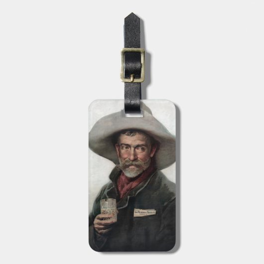 Spaanse Ranchero Cowboy in Old West Saloon Bagagelabel (Voorkant verticaal)