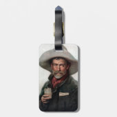 Spaanse Ranchero Cowboy in Old West Saloon Bagagelabel (Achterkant verticaal)