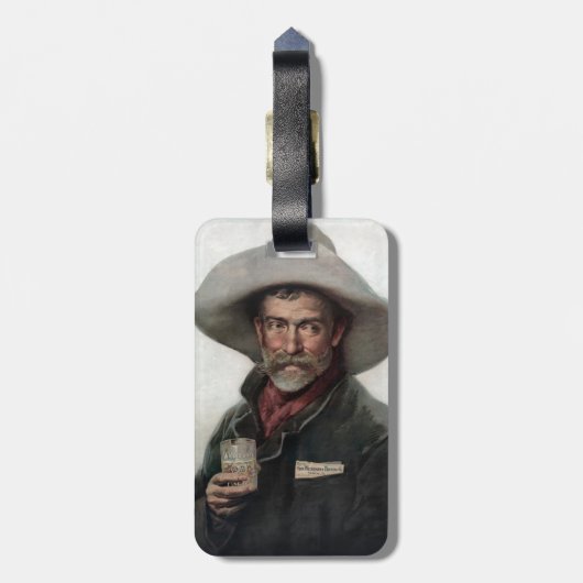 Spaanse Ranchero Cowboy in Old West Saloon Bagagelabel (Achterkant verticaal)