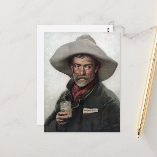 Spaanse Ranchero Cowboy in Old West Saloon Briefkaart (Voorkant / Achterkant in situ)