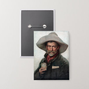 Spaanse Ranchero Cowboy in Old West Saloon Button