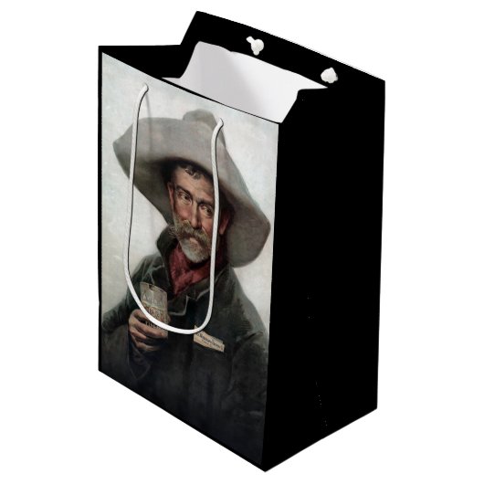 Spaanse Ranchero Cowboy in Old West Saloon Medium Cadeauzakje (Voorkant Gekanteld)