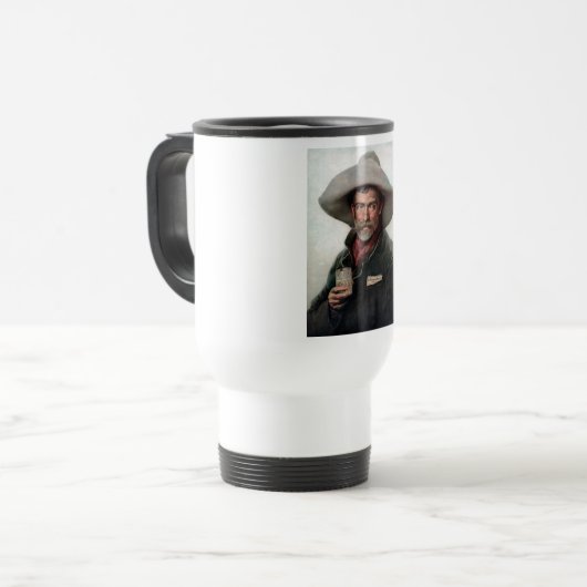 Spaanse Ranchero Cowboy in Old West Saloon Reisbeker (Voorkant links)