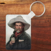 Spaanse Ranchero Cowboy in Old West Saloon Sleutelhanger (Achterkant)