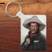 Spaanse Ranchero Cowboy in Old West Saloon Sleutelhanger (Voorkant)