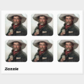 Spaanse Ranchero Cowboy in Old West Saloon Vierkante Sticker (Vel)