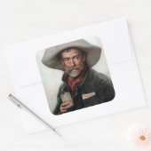 Spaanse Ranchero Cowboy in Old West Saloon Vierkante Sticker (Envelop)