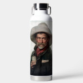 Spaanse Ranchero Cowboy in Old West Saloon Waterfles (Voorkant)