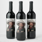 Spaanse Ranchero Cowboy in Old West Saloon Wijn Etiket (Flessen)