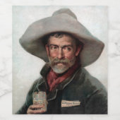 Spaanse Ranchero Cowboy in Old West Saloon Wijn Etiket (Enkel label)