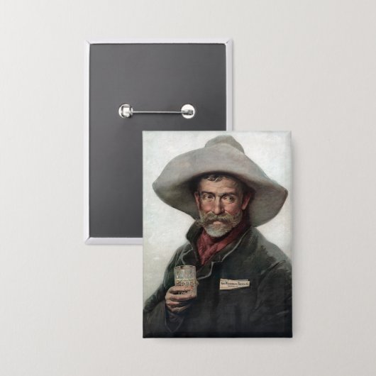Spaanse rancherocowboy in oude westernsaloon button (Voorkant / Achterkant)
