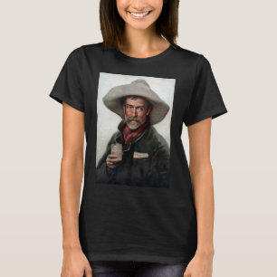Spaanse rancherocowboy in oude westernsaloon t-shirt