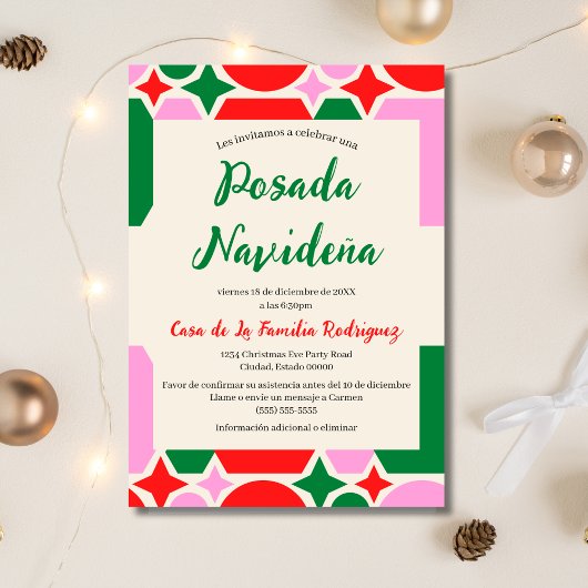 Spaanse Retro Feestelijke Posada Navideña Kerstmis Kaart