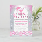 Spaanse Retro Roze Fiesta Navideña Kerstfeest Kaart (Staand voorkant)