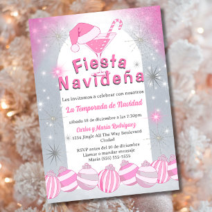 Spaanse Retro Roze Kerstfeest Navideña Kerstfeestj Kaart