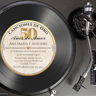 Spaanse Retro Vinylen Plaat 50ste Verjaardag Kaart