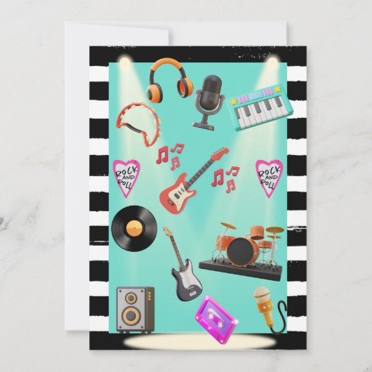 Spaanse Rock n Roll Blauwgroen Baby Boy Shower Kaart (Achterkant)