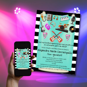 Spaanse Rock n Roll Teal Twins Baby Shower Kaart