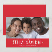 Spaanse Rode Feliz Navidad met foto Feestdagenkaart (Voorkant / Achterkant)
