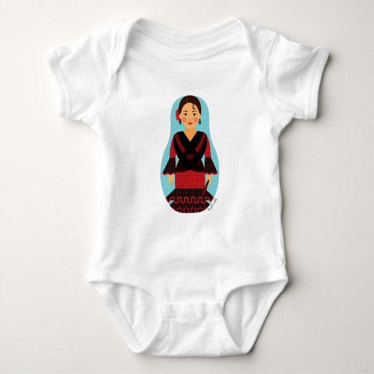Spaanse rode jurk Matryoshka baby body (Voorkant)