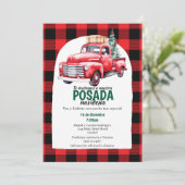 Spaanse rode vrachtwagen Posada Navideña kerstfees Kaart (Staand voorkant)