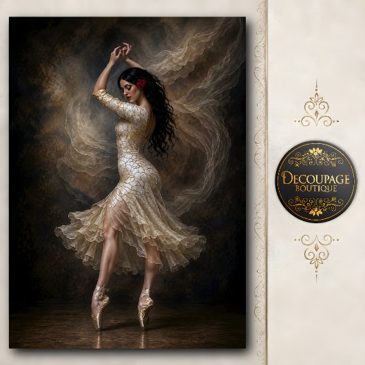 Spaanse Roos Balletdanseres Portret Tissuepapier