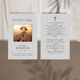 Spaanse rouwkaart met foto en gebed visitekaartje