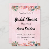 Spaanse roze bloem goedkope bruiloft uitnodigingen (Voorkant / Achterkant)