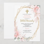 Spaanse roze blos bloesem eerste communie kaart (Voorkant / Achterkant)