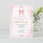 Spaanse roze blush coquette babyshower uitnodiging (Staand voorkant)